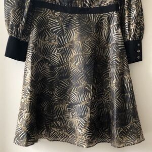 Mackage Long Sleeves  Dress Black&Gold Chiffon Silk